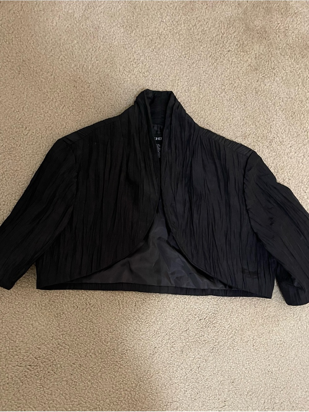 Cachet Black Cropped Textured Bolero Jacket